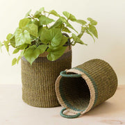 Olive Woven Hemp Floor Basket Set