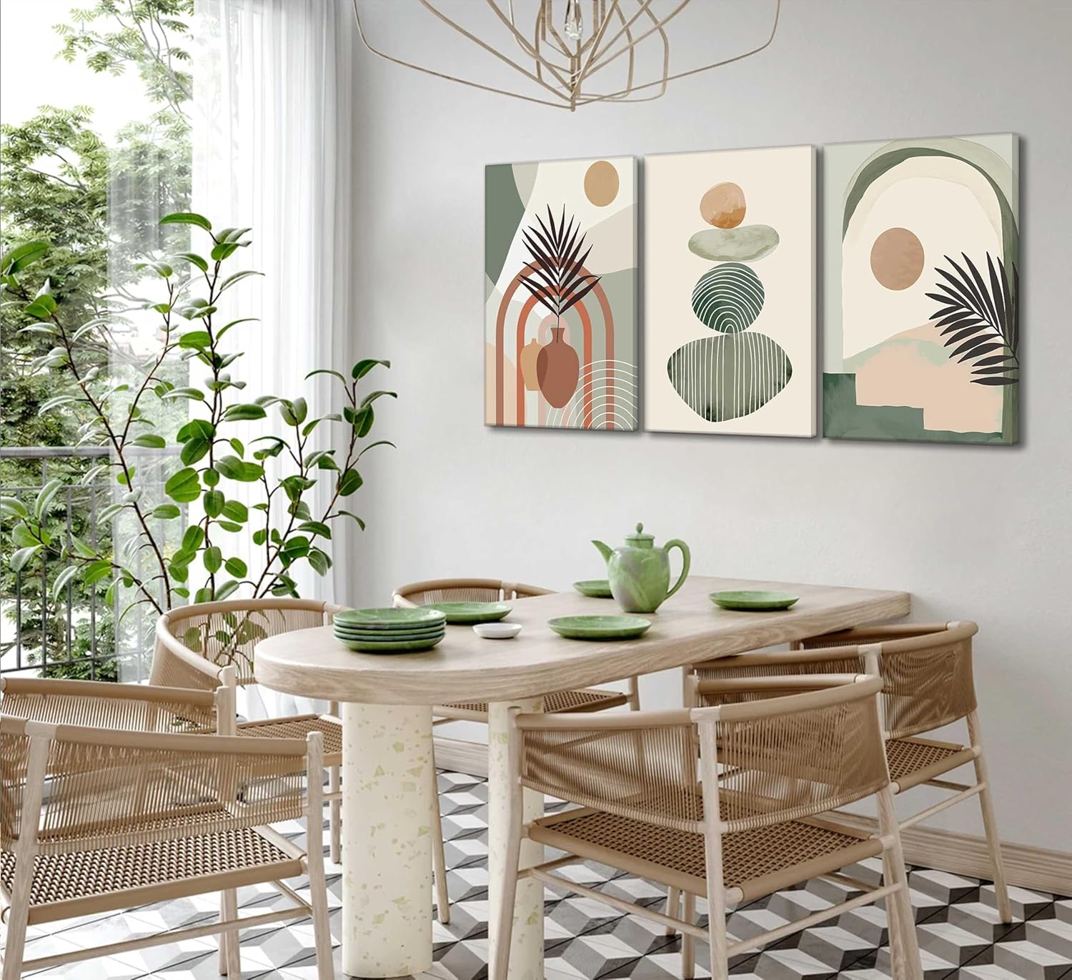 Abstract Botanical Canvas Print Set — scale reference and proportion detail