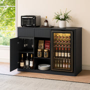Fluted Bar Cabinet with Fridge Compartment