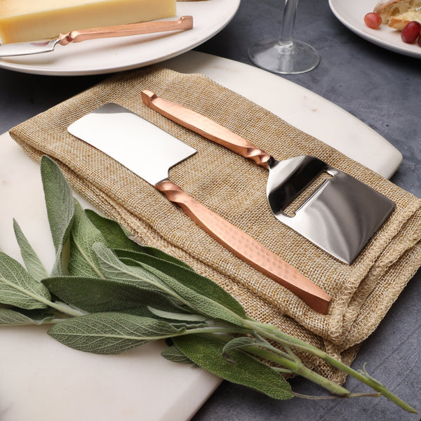 Hammered Copper-Handle Cheese Knife Set