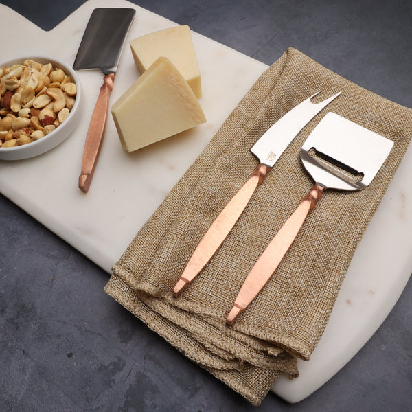 Hammered Copper-Handle Cheese Knife Set
