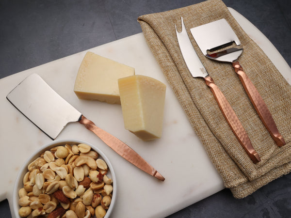 Hammered Copper-Handle Cheese Knife Set