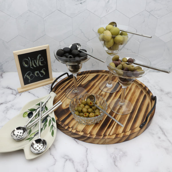 Perforated Steel Olive Spoon Set