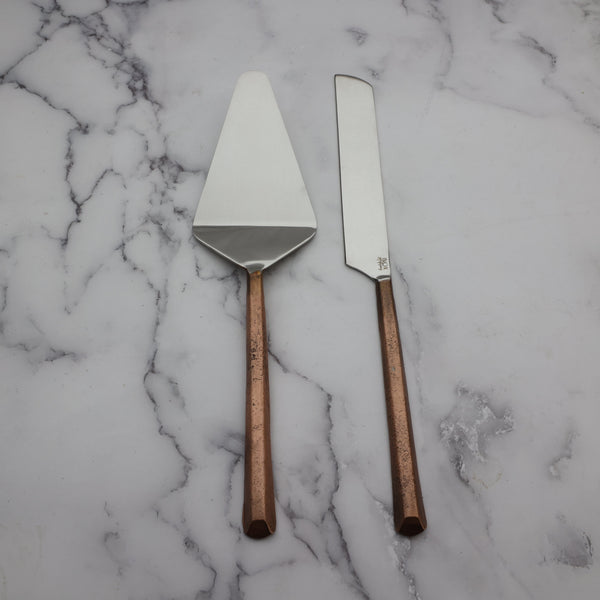 Copper-Tone Stainless Cake Server Set