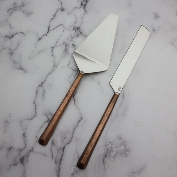Copper-Tone Stainless Cake Server Set