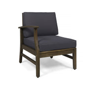 Acacia Wood Sectional Outdoor Sofa Set — full set configuration from side angle