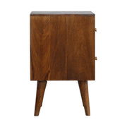 Cube-Carved Mango Wood Nightstand