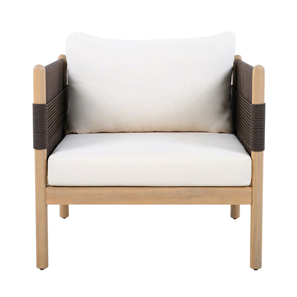 Rope-Wrapped Acacia Outdoor Club Chairs — scale reference and proportion detail