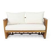 Acacia Wood Outdoor Loveseat Set — back and side profile detail