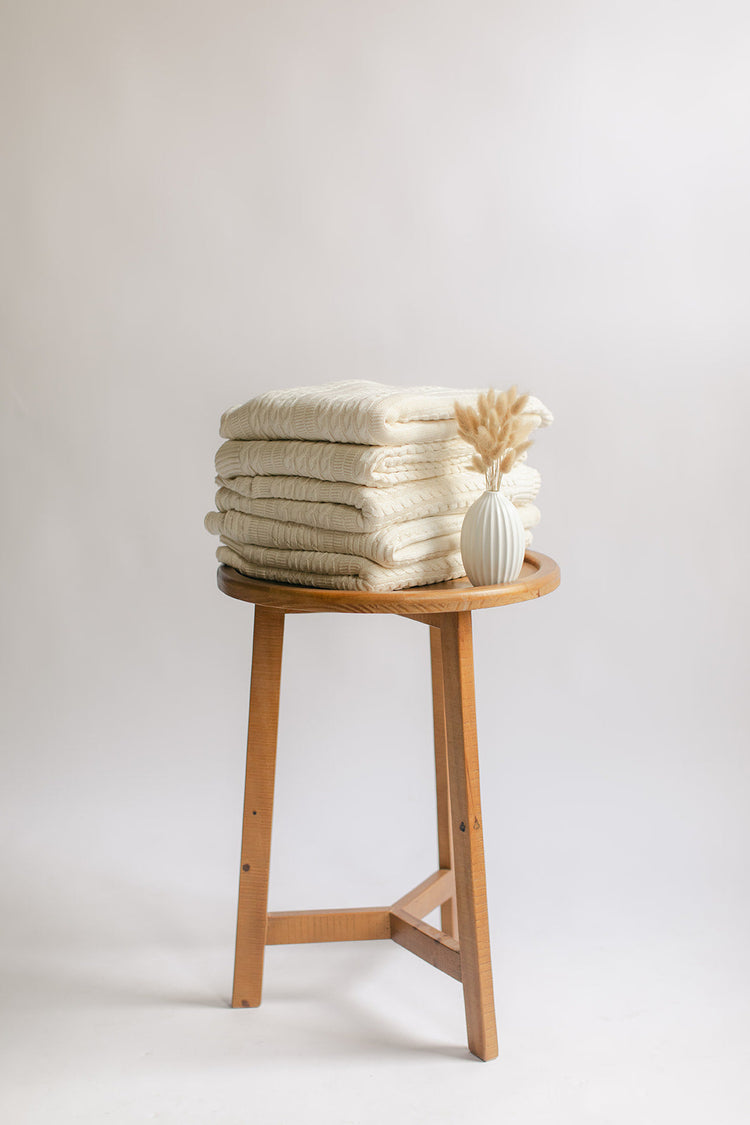 Cable Knit Organic Cotton Throw Blanket