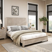 Reeded Wood Platform Bed Frame