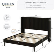 Wingback Velvet Queen Bed Frame
