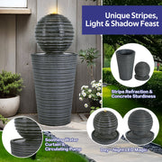 Ribbed Concrete Column Sphere Fountain