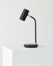 Brass LED Desk Lamp with Adjustable Shade & Wireless Charging
