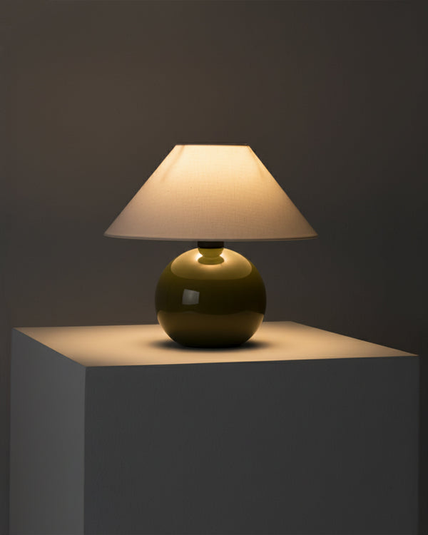 Glossy Ceramic Globe Table Lamp — scale reference and proportion detail
