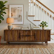 Reeded Wood Storage Bench