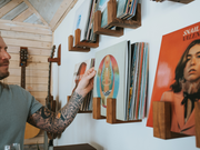 Hardwood Floating Record Display Shelf