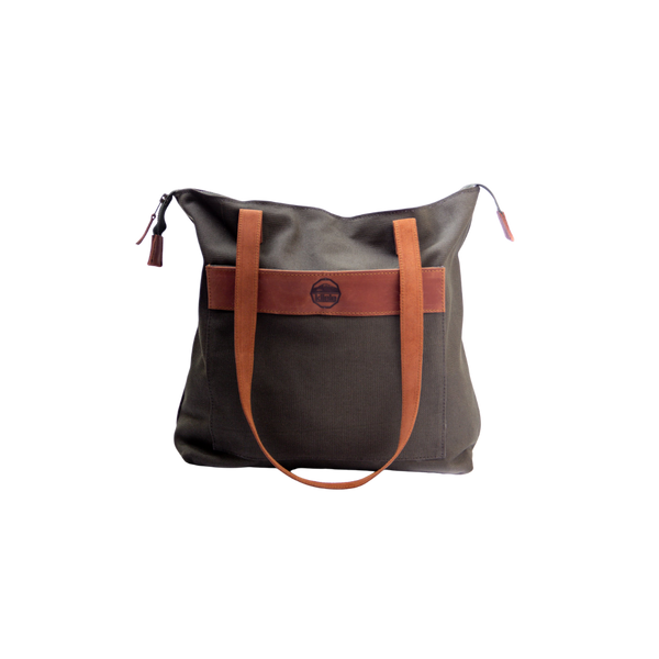Canvas and Leather Tote Bag