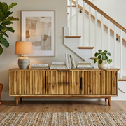 Reeded Wood Storage Bench