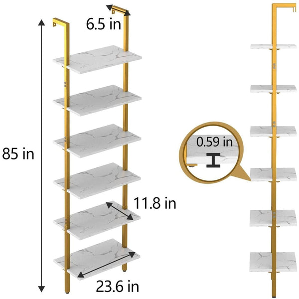 Marble-Print Six-Tier Ladder Bookcase – book case (view 4) | Roost & Roam