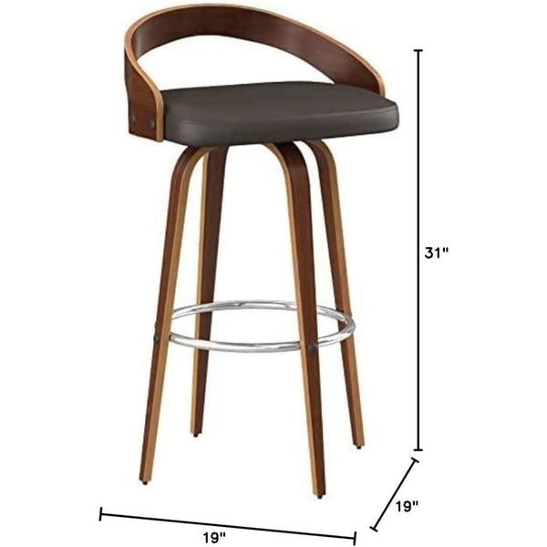 Walnut Wood-Grain Swivel Counter Stool