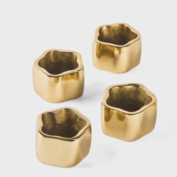 Gold Sculpted Handcrafted Napkin Ring Set