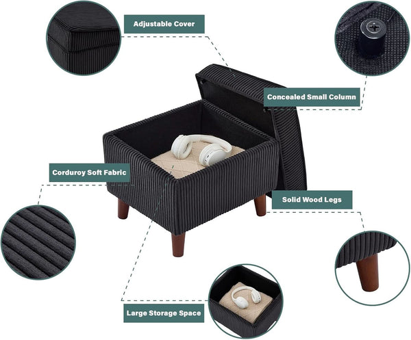 Wide-Rib Corduroy Storage Ottoman