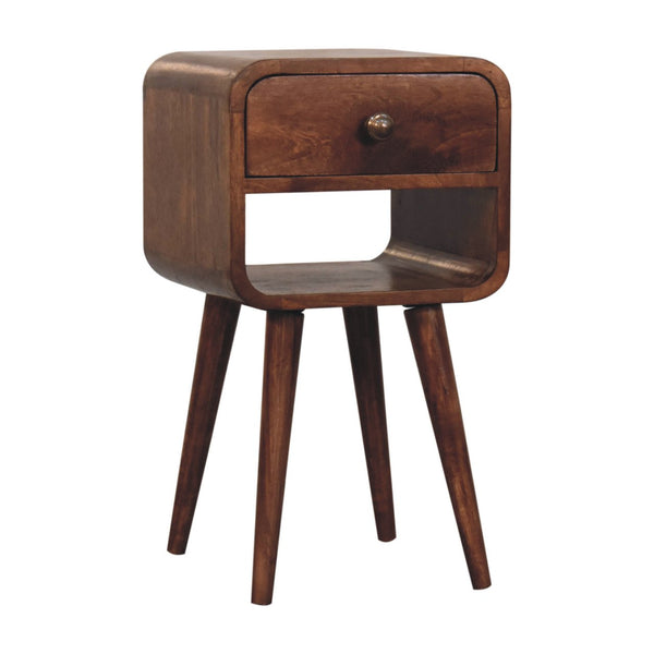 Curved Mango Wood Mini Nightstand