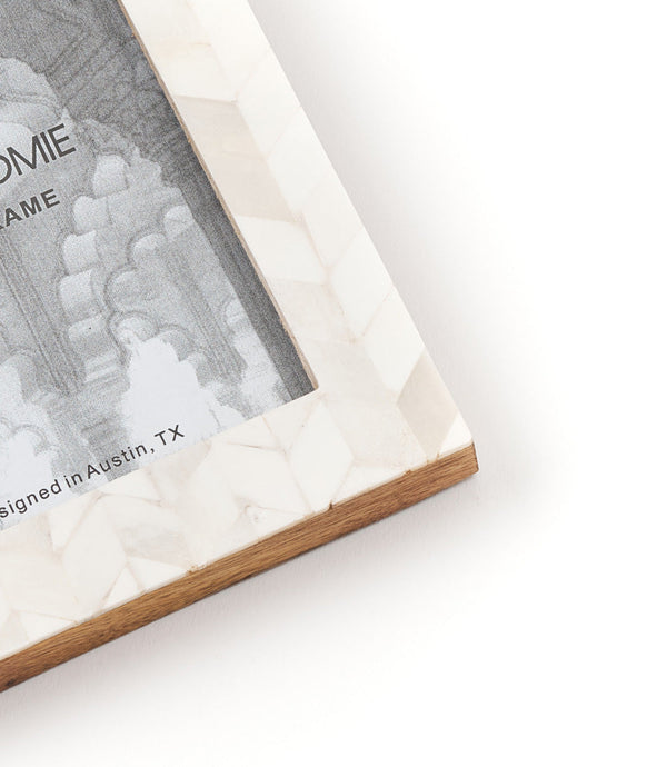 Chevron Bone Inlay Double Picture Frame
