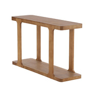 Walnut Finish Console Table with Bottom Shelf, 50 in