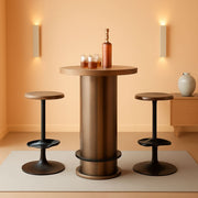 Wood-Grain Round Pub Table Set – in rustic brown | Roost & Roam