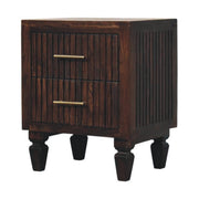 Fluted Mango Wood Two-Drawer Nightstand