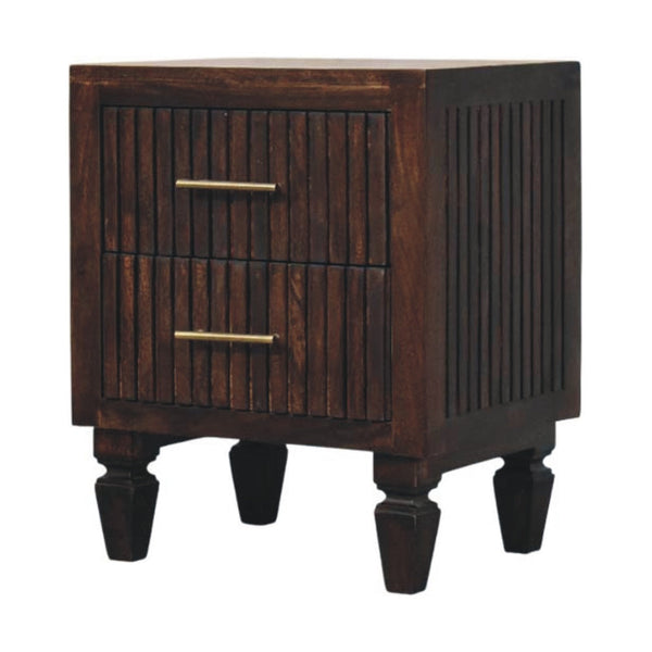 Fluted Mango Wood Two-Drawer Nightstand