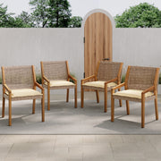 Acacia and Wicker Outdoor Dining Set — scale reference and proportion detail
