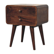 Curved Mango Wood Two-Drawer Nightstand