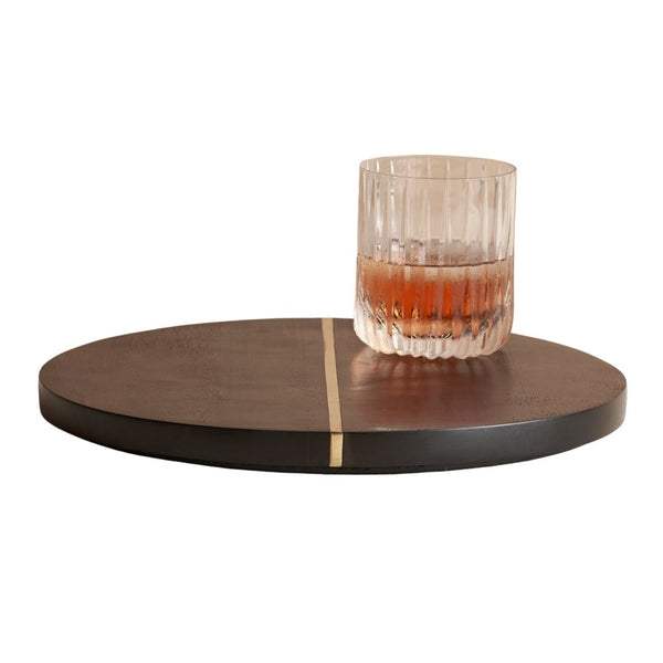 Brass Inlay Hand-Rubbed Wood Tray