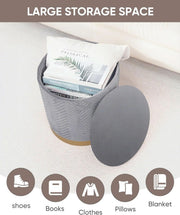 Chevron Velvet Round Storage Ottoman – ottoman (view 2) | Roost & Roam