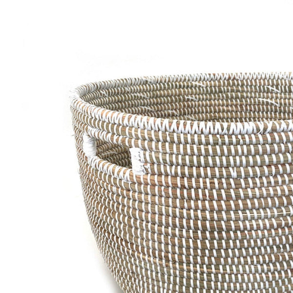 White Oval Woven Storage Basket