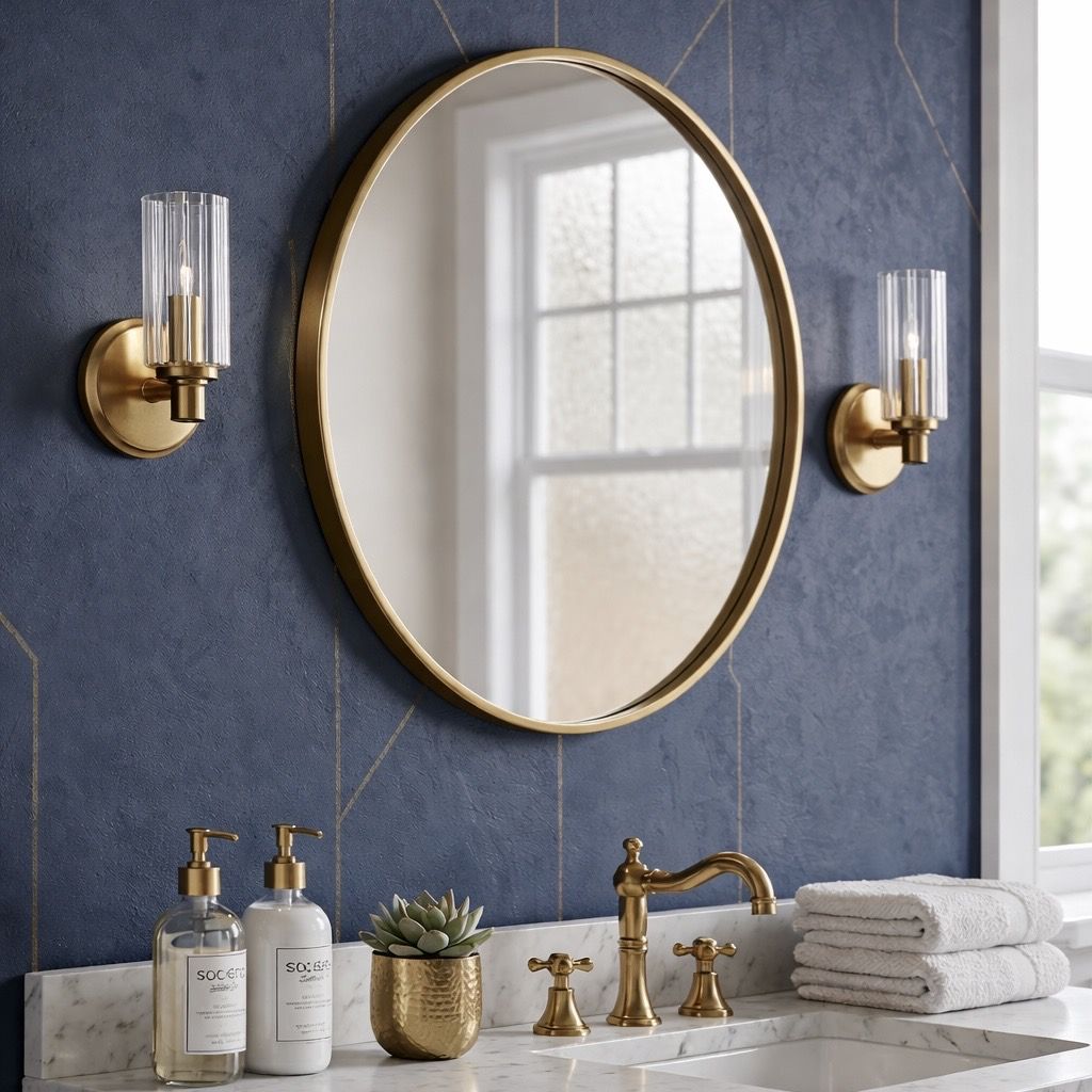 Clear Ribbed Glass Wall Sconce, Satin Brass