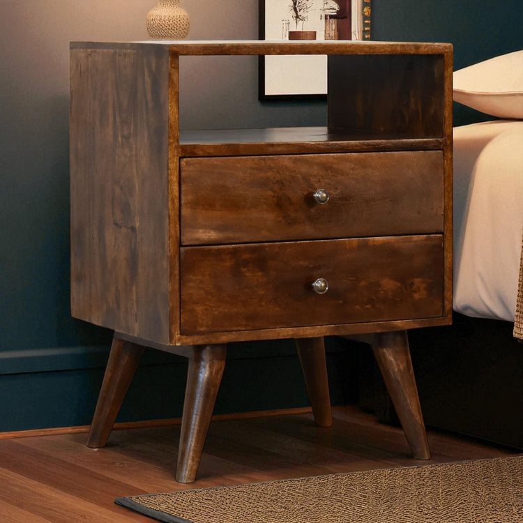 Mango Wood Mid-Century Nightstand