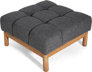Tufted Gray Fabric Square Ottoman – ottoman (view 9) | Roost & Roam