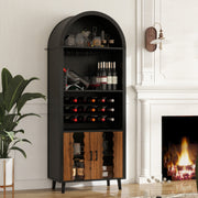 Arched Black Wood Bar Cabinet