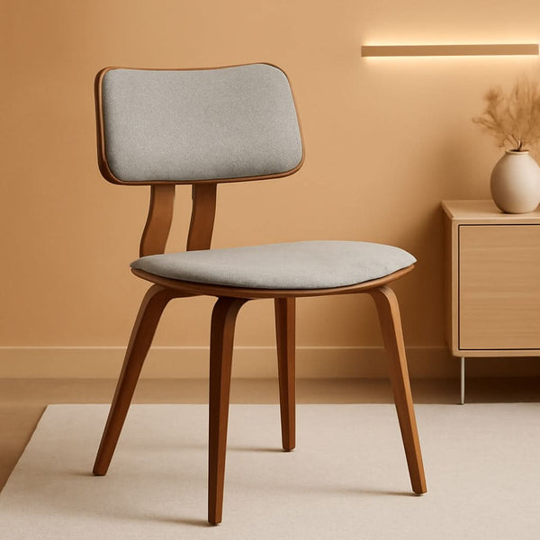 Mid-Century Fabric Dining Chair Walnut