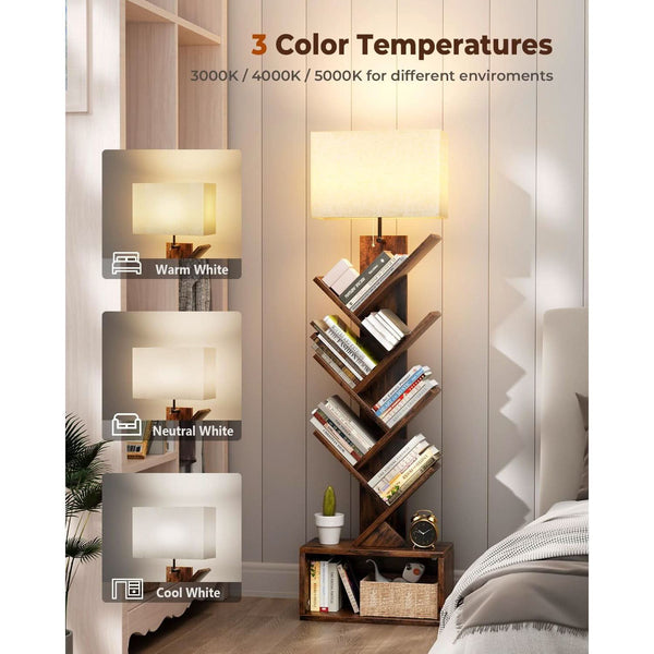 Rustic Brown Tree Bookshelf with Lamp (view 3) | Roost & Roam