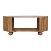 Reeded Mango Wood Oval Coffee Table