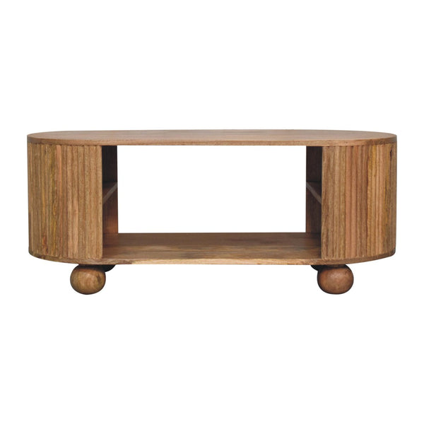 Reeded Mango Wood Oval Coffee Table