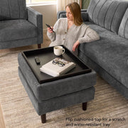 Iron Gray Chenille Storage Ottoman – ottoman (view 6) | Roost & Roam