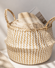 Chevron Seagrass Storage Basket