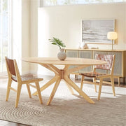 Oak-Finish Oval Dining Table