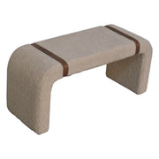 Boucle Leather Strap Upholstered Bench